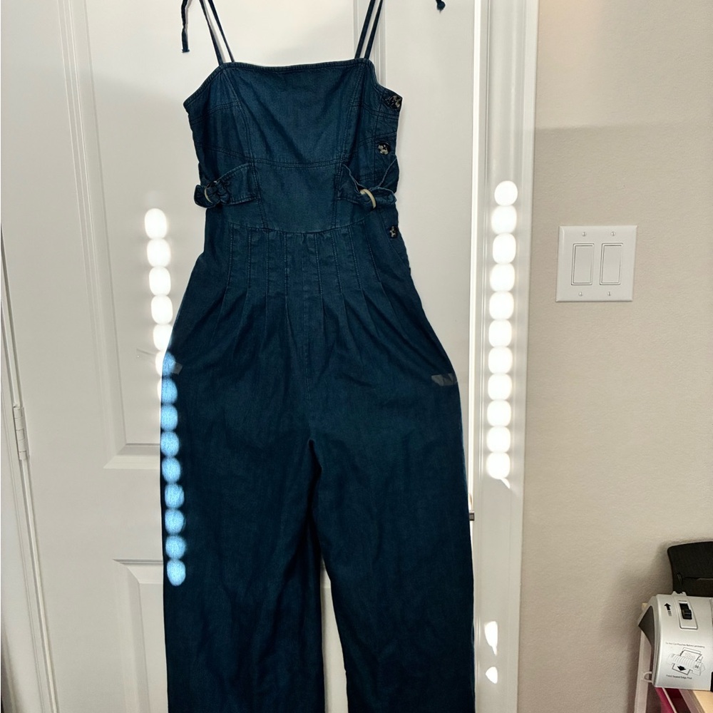 New With Tags Free People Blue Denim Jumpsuit